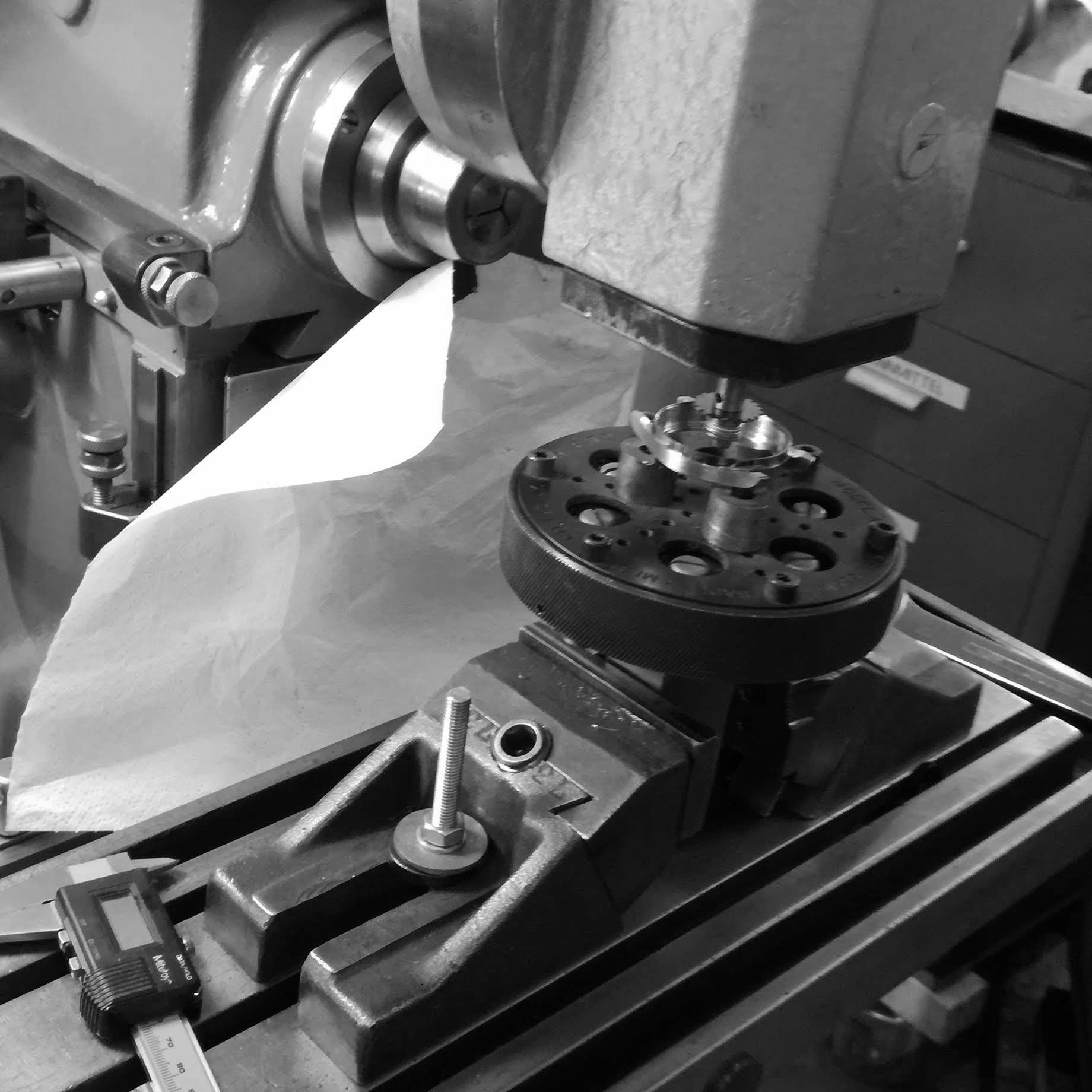 I mill various recesses in the case. since the case is so thin, it is of utmost importance that tolerances are within 1/100th of a milimeter.